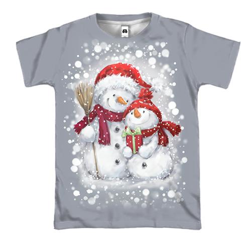 3D футболка со снеговичками