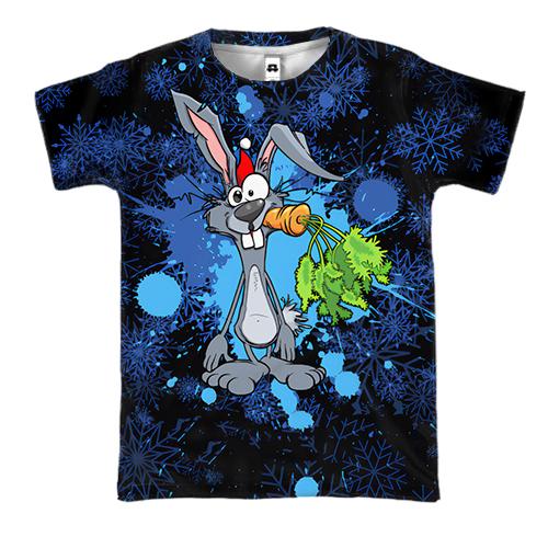 3D футболка Кролик з морквиною у сніжинках