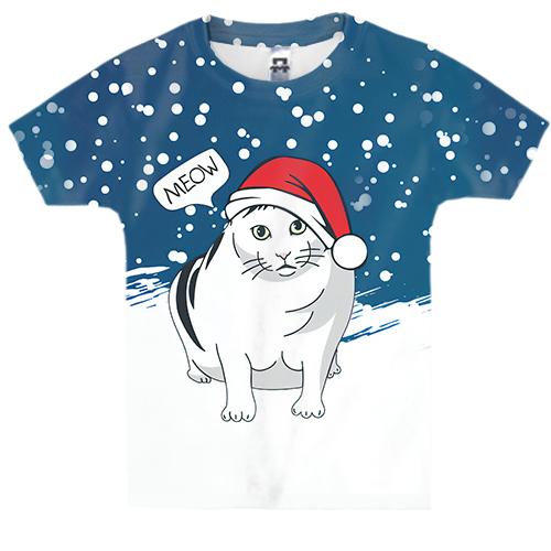 Детская 3D футболка Новогодний кот Бендер (мем)