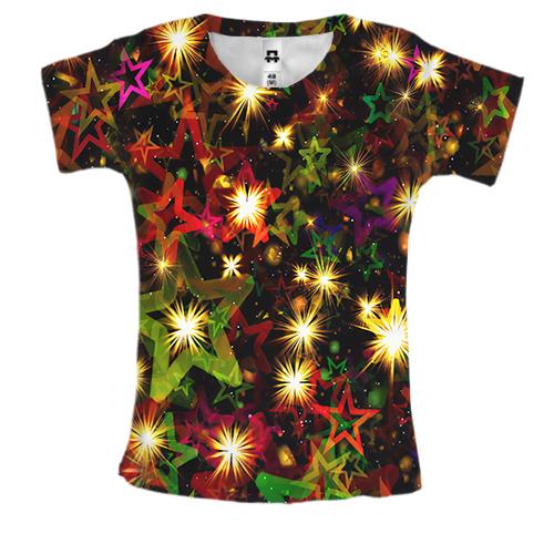 Жіноча 3D футболка зі святковими зірками