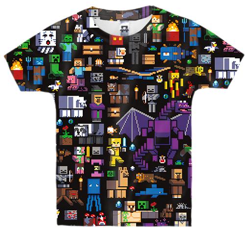 Детская 3D футболка Minecraft (фигурки)
