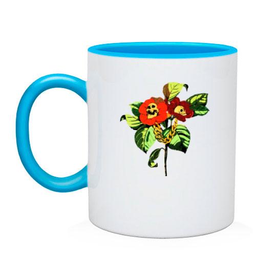 Чашка з квіткою в черепах