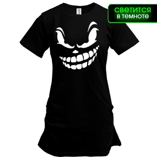 Подовжена футболка Angry smile (Helloween style)