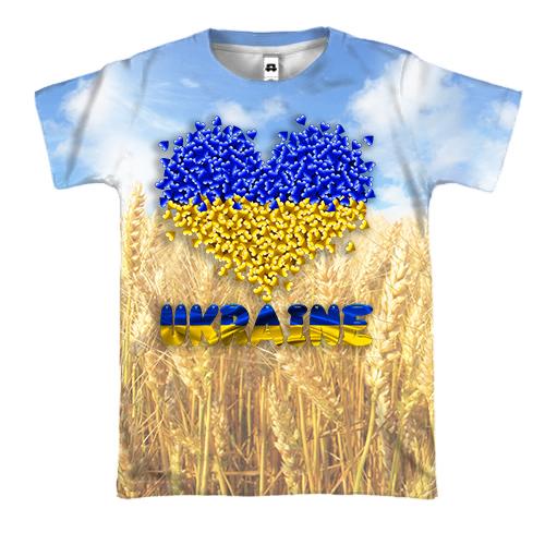 3D футболка Love Ukraine (пшеничное поле)
