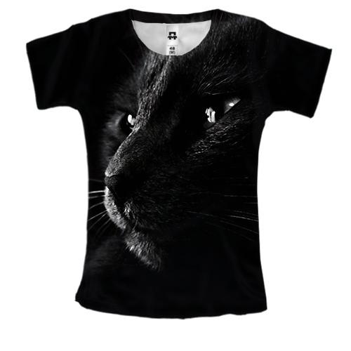 Жіноча 3D футболка Чорний кіт