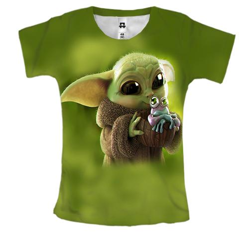 Жіноча 3D футболка Малюк Грогу з жабеням