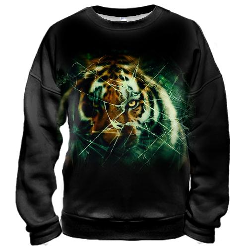 3D свитшот Тигр за разбитым стеклом