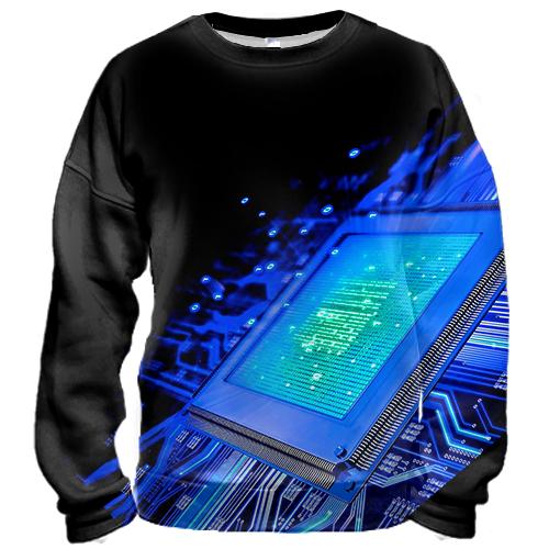 3D свитшот Голубая микросхема