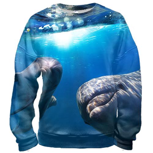 3D свитшот с радостными дельфинами