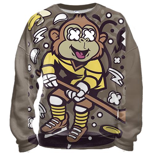 3D свитшот с обезьяной хоккеистом