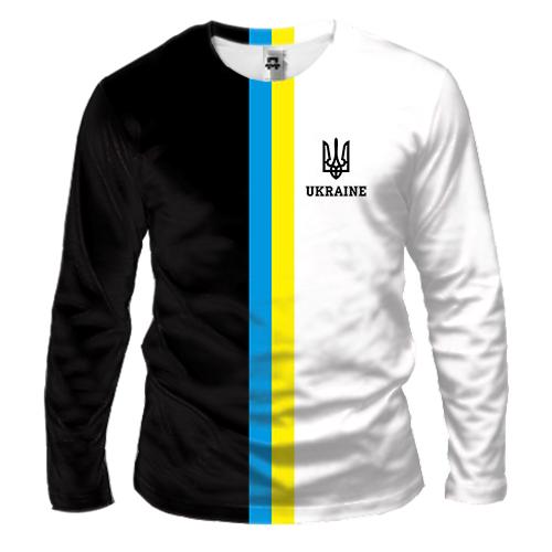 Чоловічий 3D лонгслів "Ukraine" (біло-чорна)