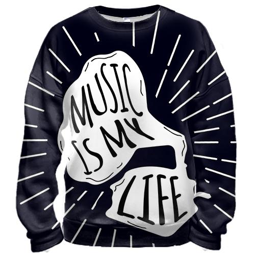 3D свитшот Music is my life
