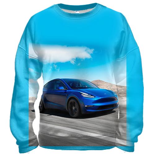 3D свитшот Blue Tesla