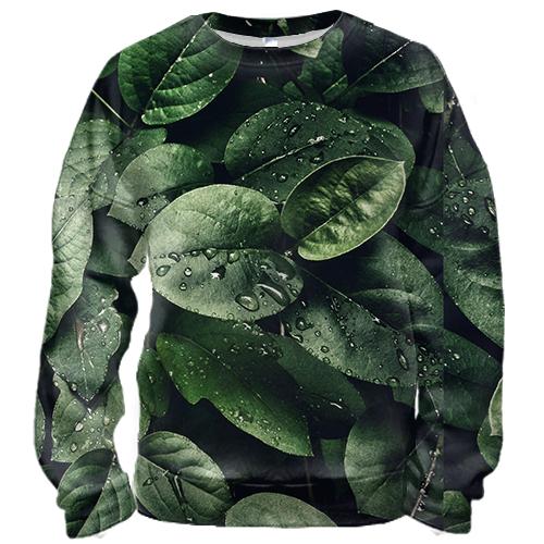 3D свитшот Green leaves pattern 2