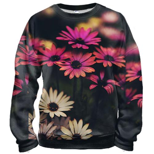 3D свитшот Pink and white flowers