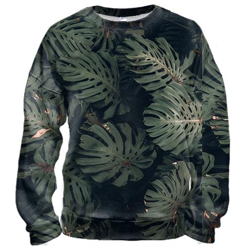 3D свитшот Green leaves pattern 3