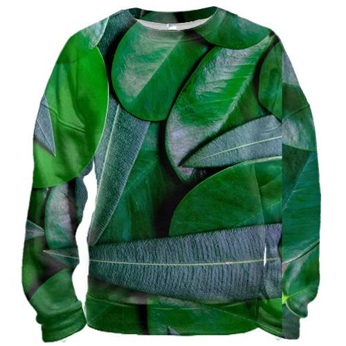 3D свитшот Green leaves pattern 4