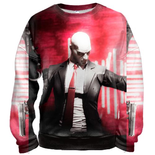 3D свитшот Man with pistol on red background