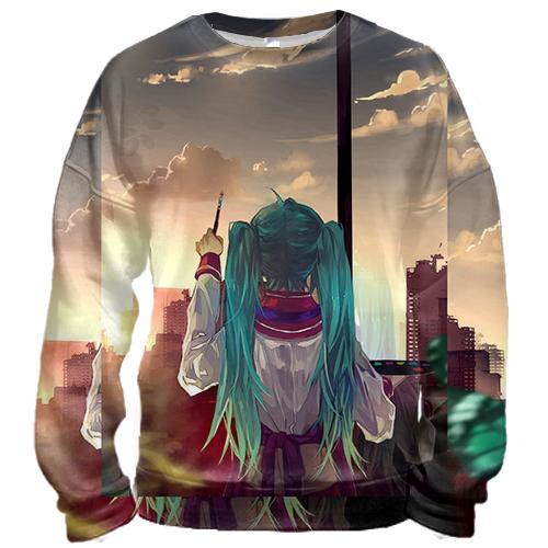 3D свитшот Anime girl . Butterfly