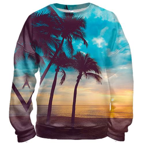 3D свитшот Palm trees and sunset