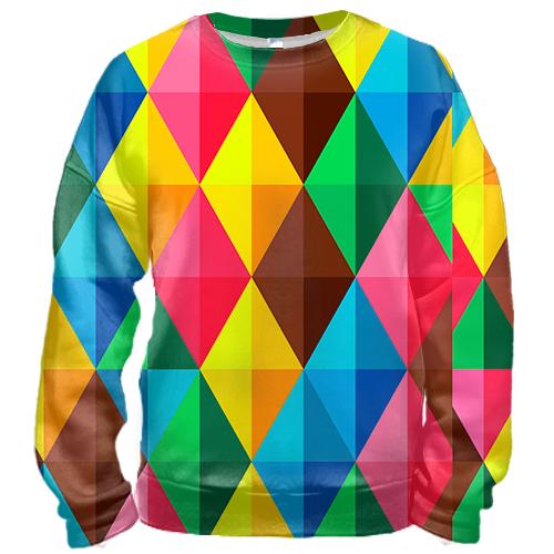 3D свитшот Multicolored rhombuses