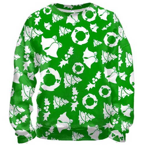 3D світшот Christmas green pattern