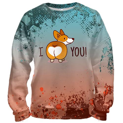 3D світшот I love you dog