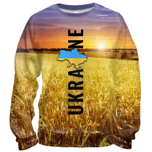 3D світшот Ukraine (поле пшениці на заході сонця)