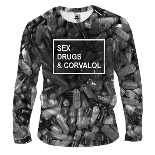 Чоловічий 3D лонгслів Sex Drugs Corvalol