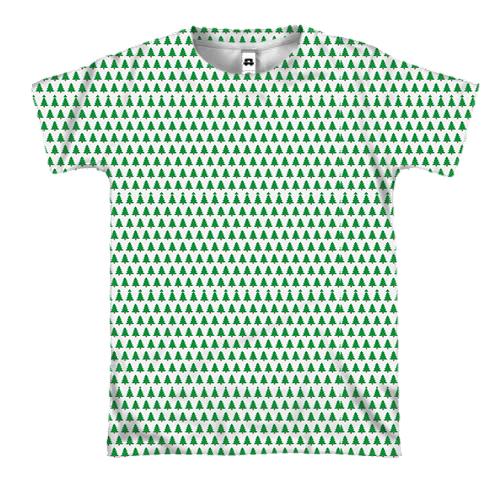 3D футболка с зелеными ёлочками