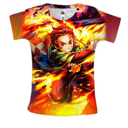 Жіноча 3D футболка Тандзіро Камадо, Танець бога вогню