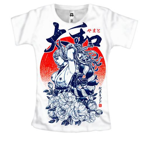 Женская 3D футболка Ямато, девушка самурай - One Piece
