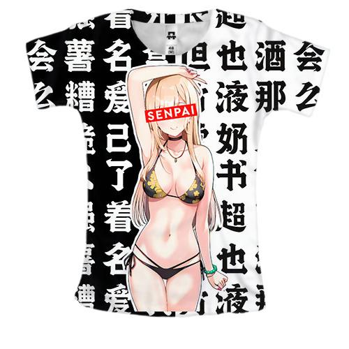 Женская 3D футболка Марин Китагава, Senpai - My Dress-Up Darling
