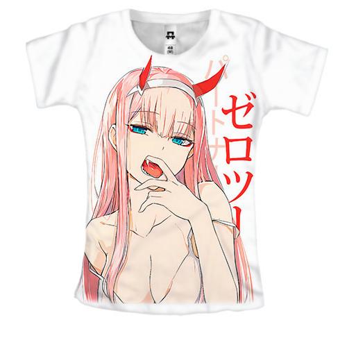 Женская 3D футболка Zero Two - Darling in the Franxx