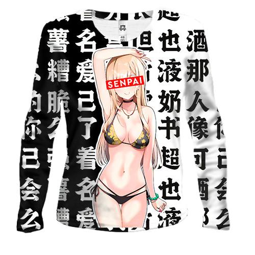 Жіночий 3D лонгслів Марін Кітаґава, Senpai - My Dress-Up Darling