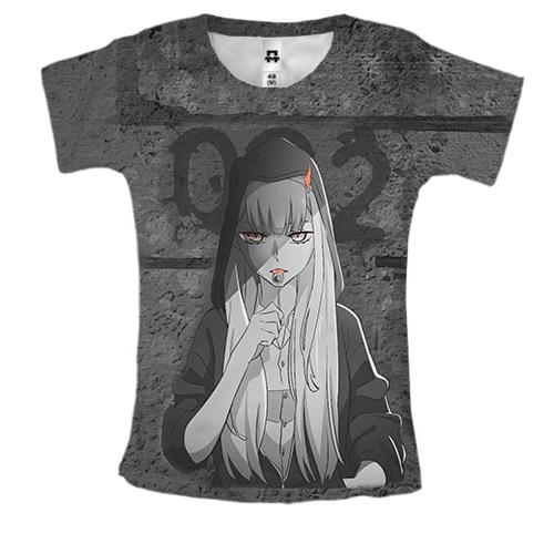 Женская 3D футболка Zero Two, Меланхолия