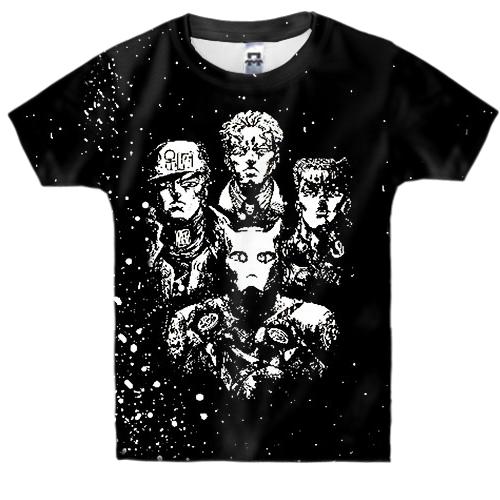 Детская 3D футболка Черно-белые герои - JJBA