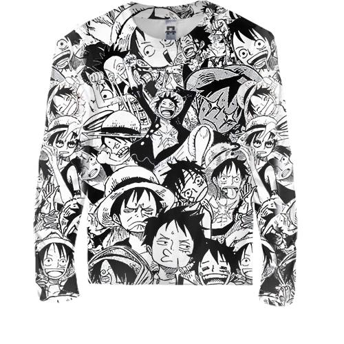 Дитячий 3D лонгслів Monkey D Luffy - One Piece, manga-pattern