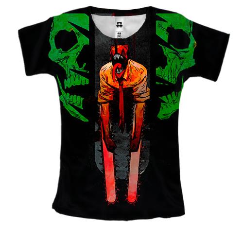Женская 3D футболка Денджи демон - Человек-Бензопила
