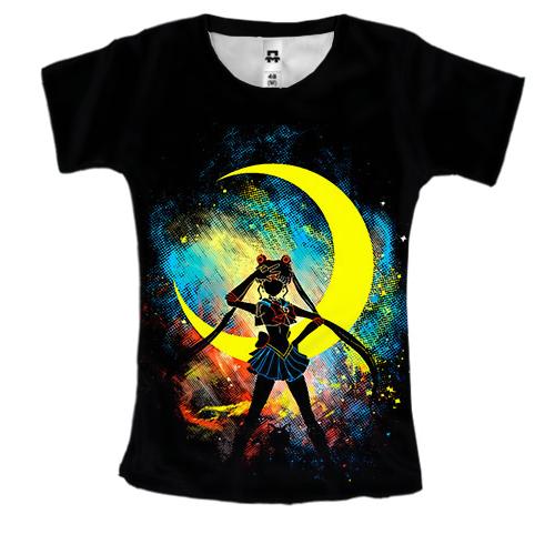 Женская 3D футболка Сейлормун на фоне звезд