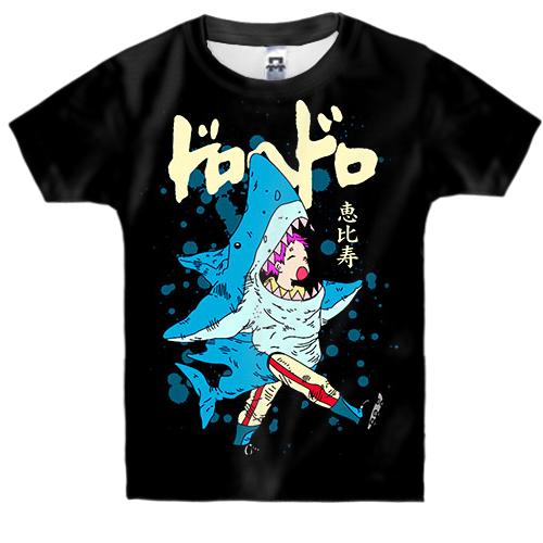 Детская 3D футболка Эбису в костюме акулы - Dorohedoro