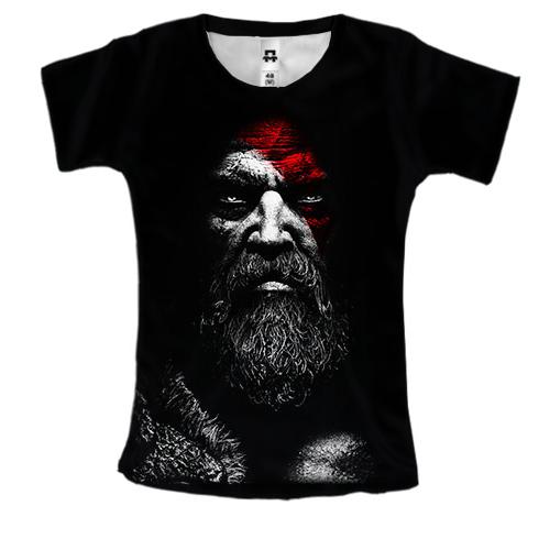 Жіноча 3D футболка Обличчя Кратоса - God Of War