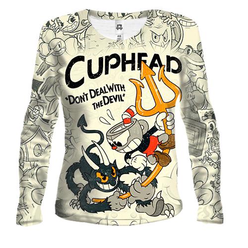 Женский 3D лонгслив Cuphead and Devil