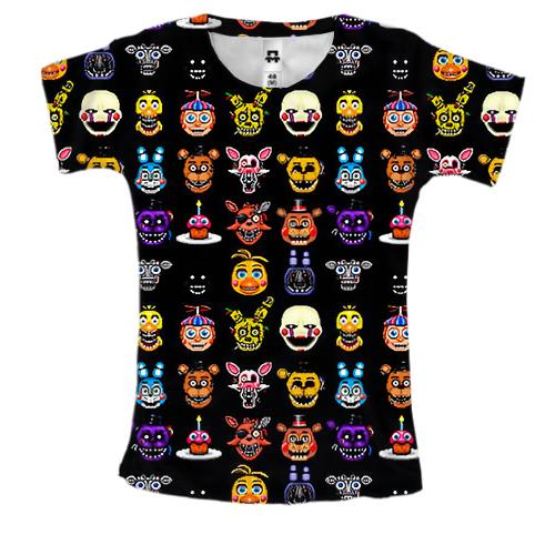 Женская 3D футболка Five Nights at Freddy's, паттерн