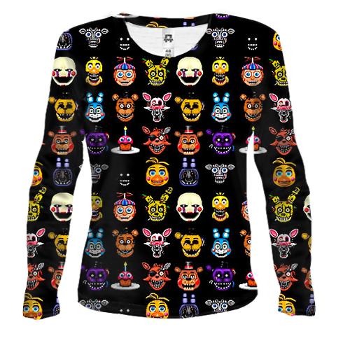 Женский 3D лонгслив Five Nights at Freddy's, паттерн