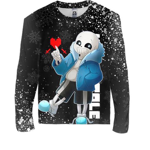 Детский 3D лонгслив Новогодний Санс - Undertale