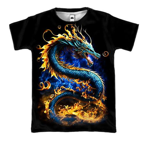 3D футболка с желто-синим драконом