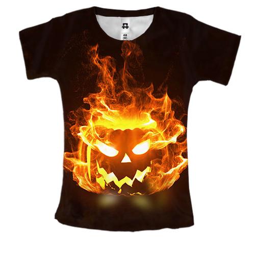 Жіноча 3D футболка Гарбуз у вогні