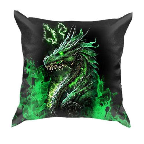 3D подушка Зеленый огненный дракон (2)
