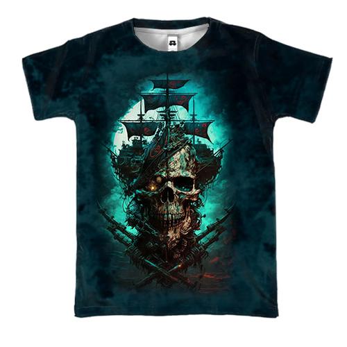 3D футболка пиратский корабль АРТ
